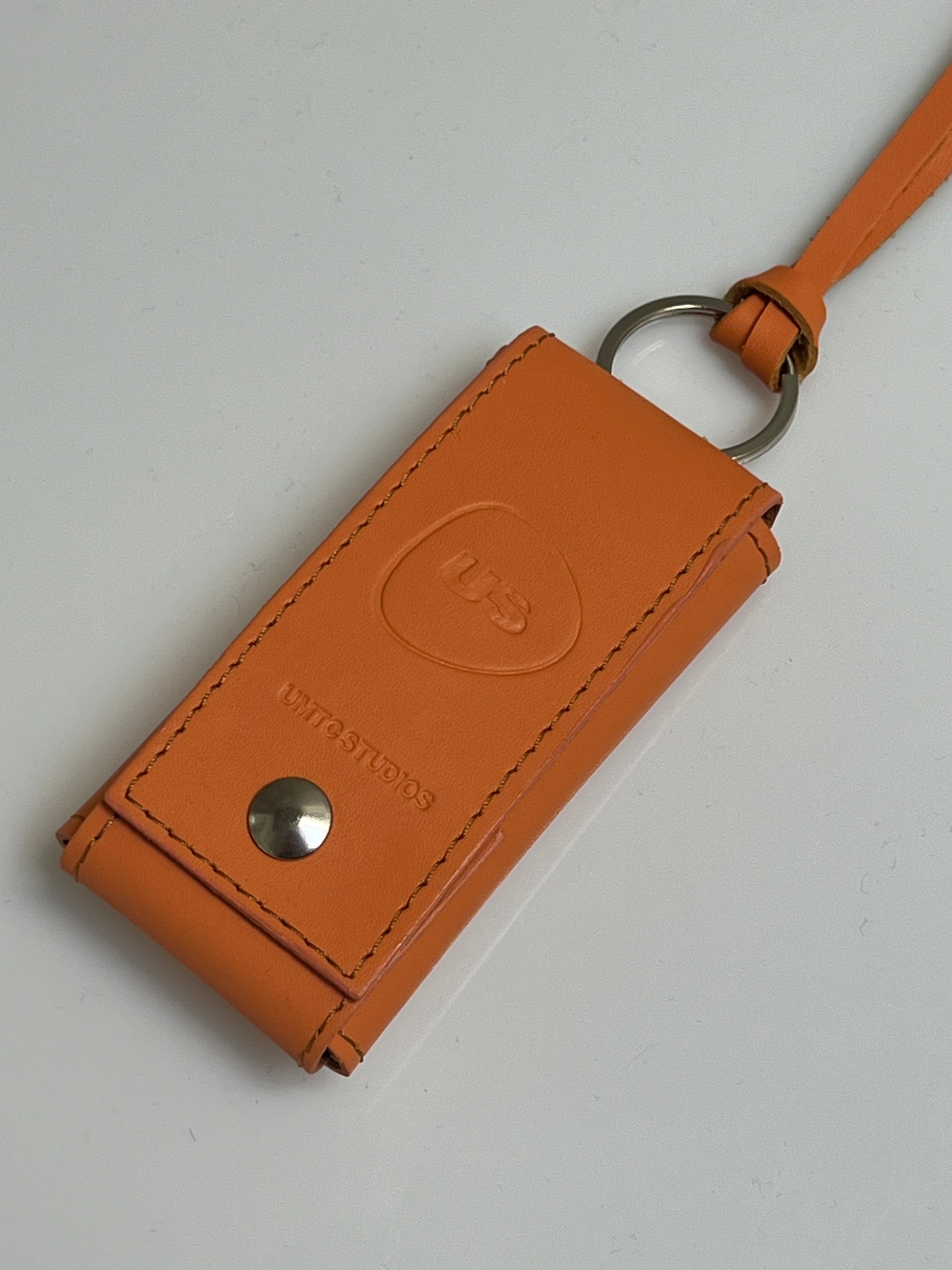 Vegan Leather Keychain 4 Keys (Pastel Orange)